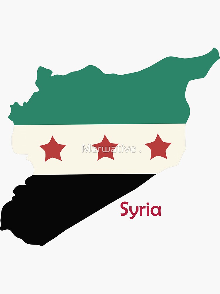 Sticker for Sale mit Syrien Alte Flagge und Karte von Marwative .