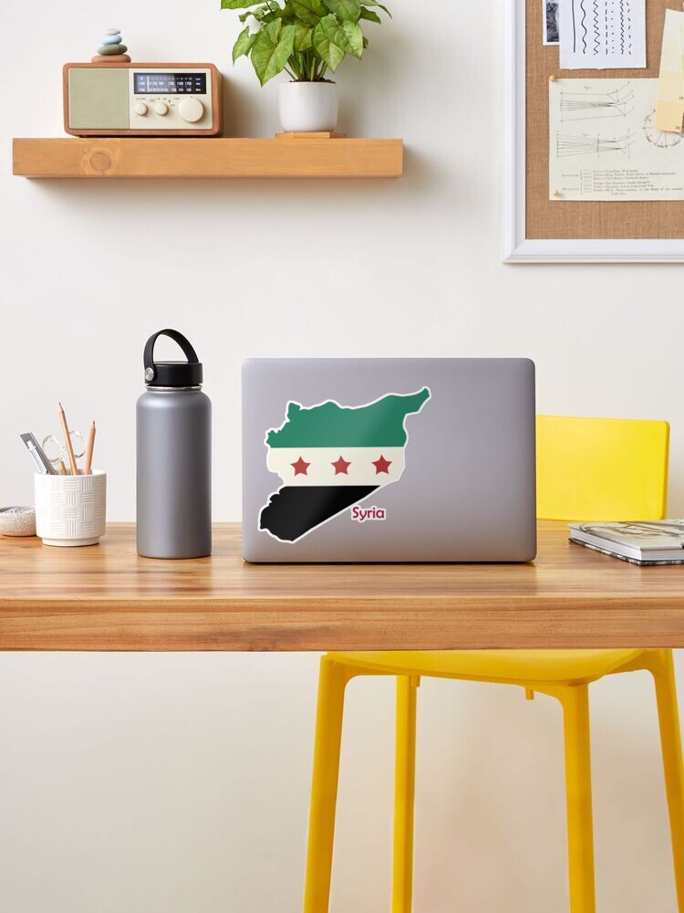 Syrien Alte Flagge und Karte | Sticker