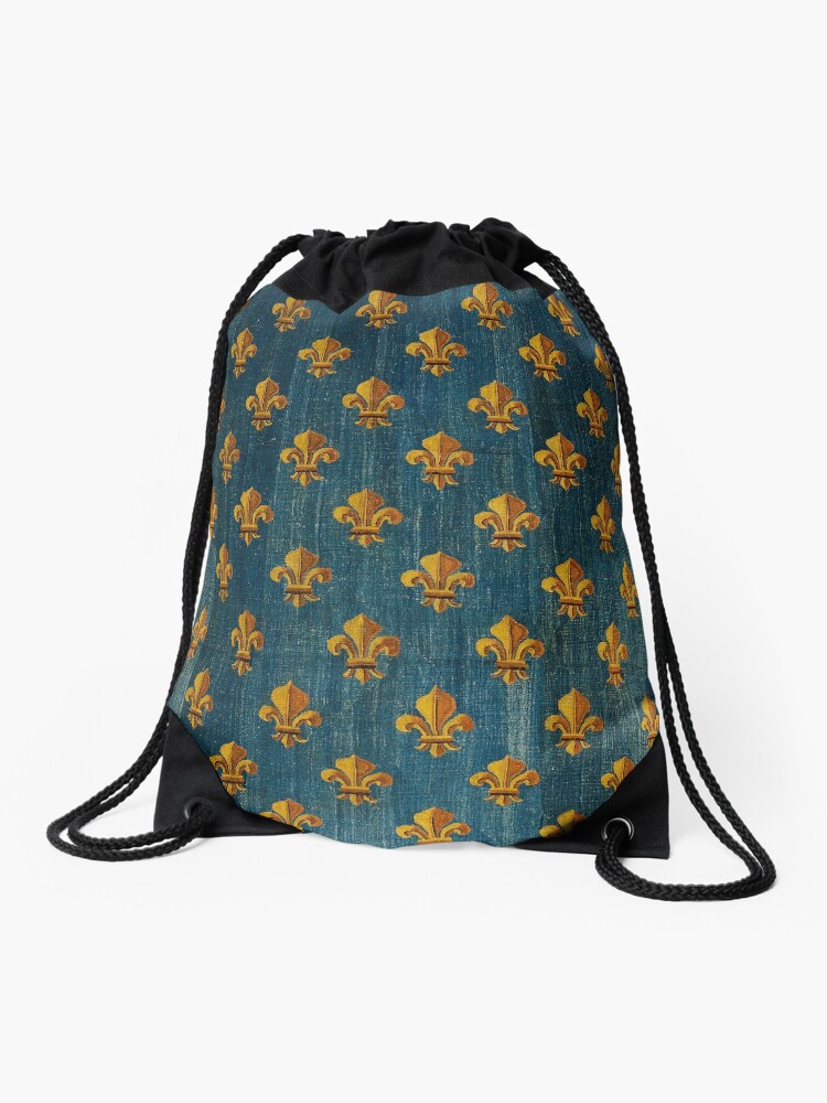 GOLD FLEURS DE LYS IN BLUE Antique French Tapestry Backpack for Sale by  BulganLumini