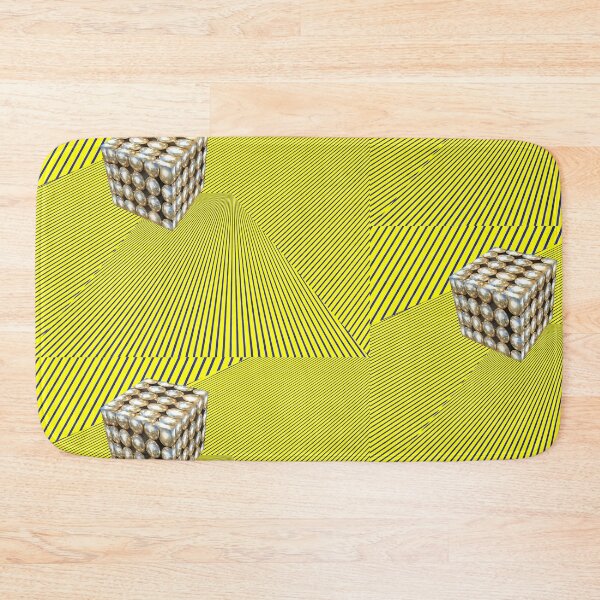 Item preview, Silver Cube shape riddle on yellow Isometric striped pattern. designed and sold by IaroslavB.