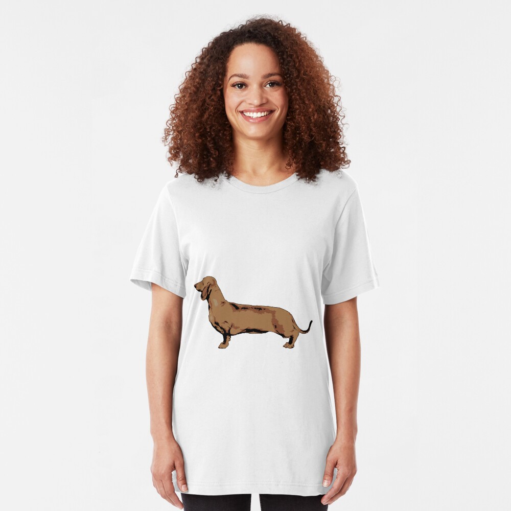 Red Smooth Haired Dachshund Slim Fit T-Shirt