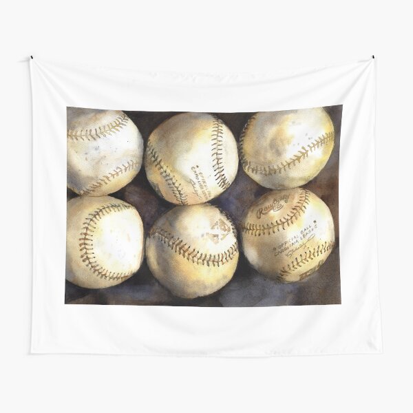 Baseball painting. Watercolor painting of baseballs, home decor baseball Tapestry