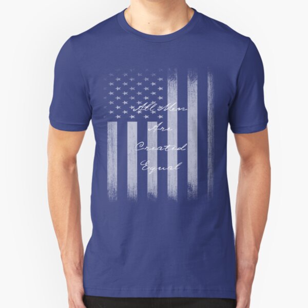 Vintage All Men Created Equal US Flag Slim Fit T-Shirt