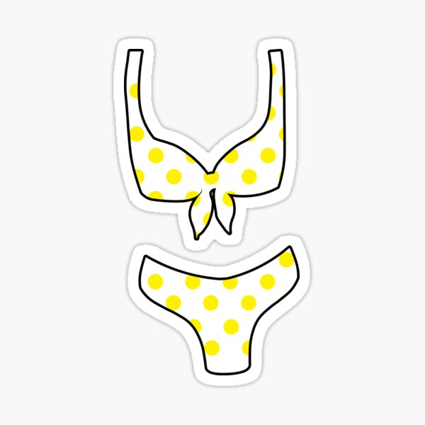 "Yellow Polka Dot Bikini" Sticker for Sale by Jmakesart Redbubble