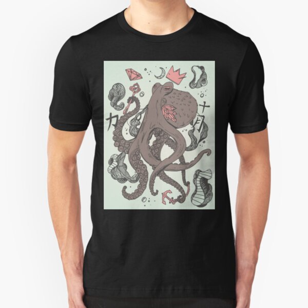 Royal Octopus Treasure Brown Slim Fit T-Shirt