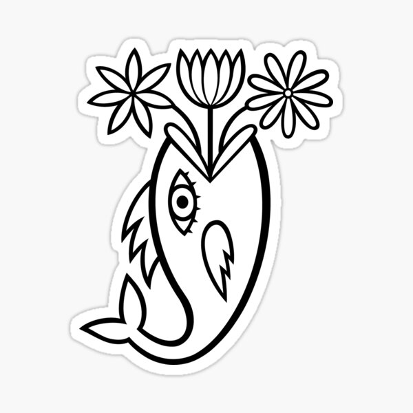 Vista previa del artículo con la obra «Diseño original de vómito de flor de pez (B / N)», diseñado y vendido por wariana.