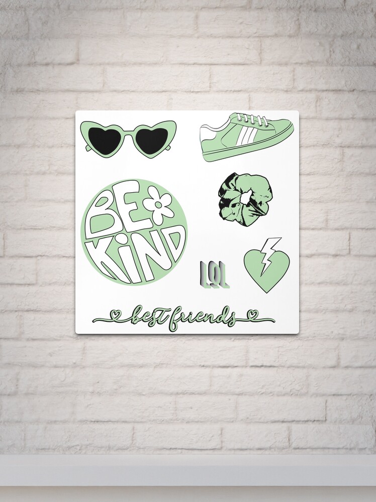 Light Green Be Kind Aesthetic Sticker Pack Metal Print for Sale by  The-Goods