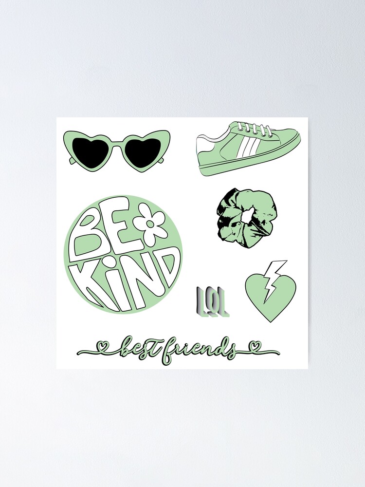 "Hellgrün Be Kind Aesthetic Sticker Pack" Poster von The-Goods | Redbubble