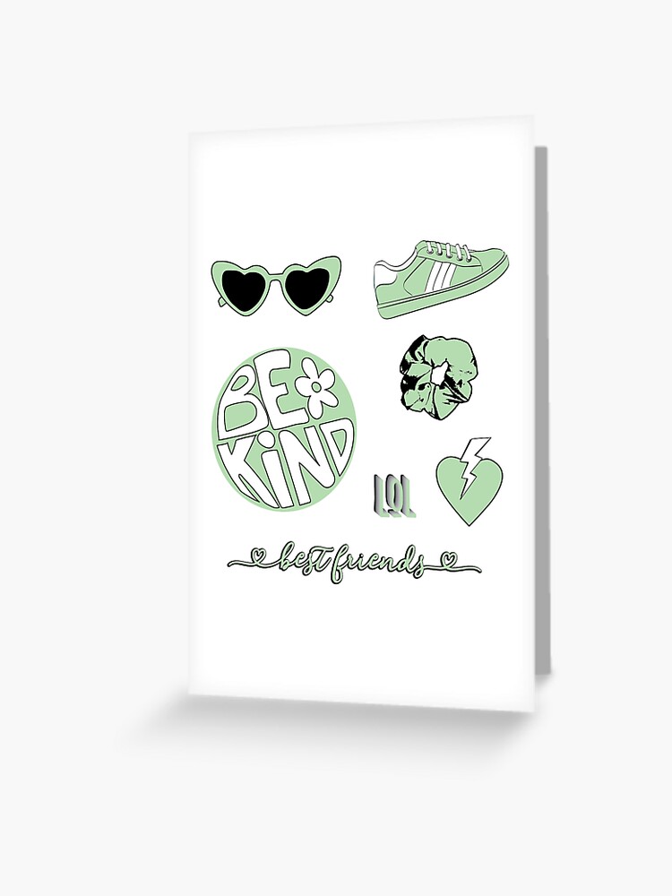 Light Green Be Kind Aesthetic Sticker Pack | Greeting Card