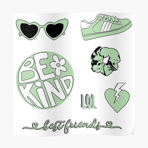 "Hellgrün Be Kind Aesthetic Sticker Pack" Poster von The-Goods | Redbubble