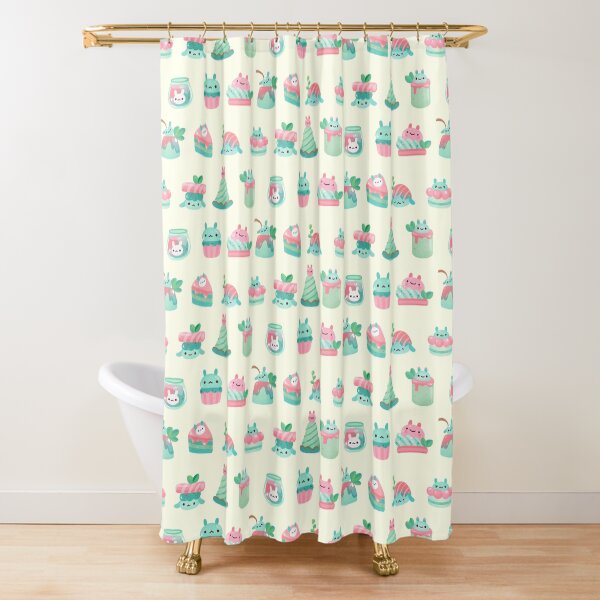 Choco Mint Rabbit Shower Curtain