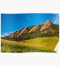 Boulder Colorado Flatirons Sunrise Golden Light Poster