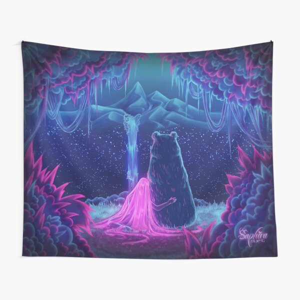 Girl With The Bear - Fantasy artwork Tapestry