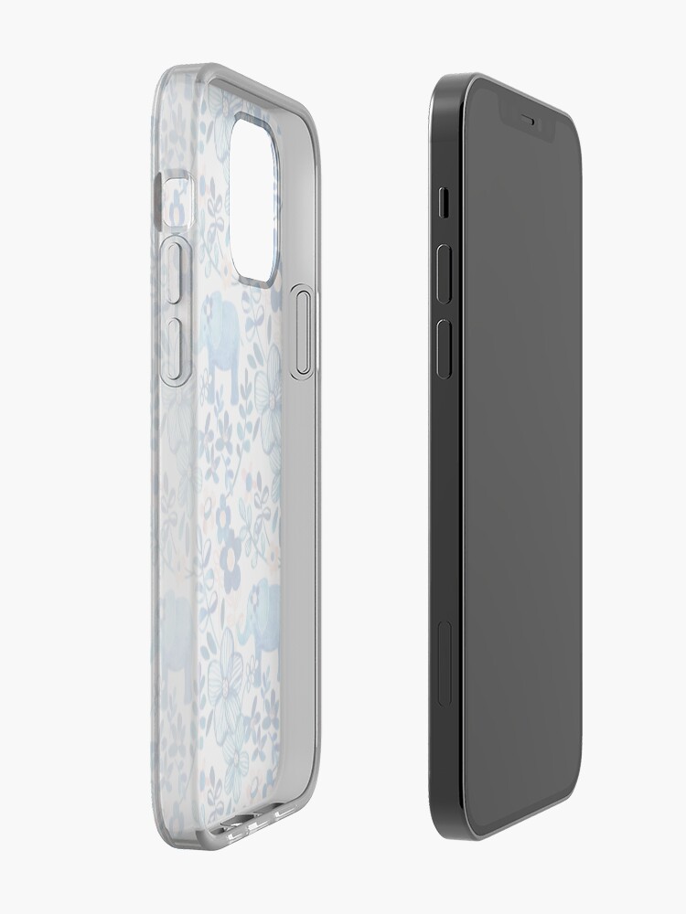Alternate view of Blush Pink, White and Blue Elephant and Floral Watercolor Pattern iPhone Case & Cover