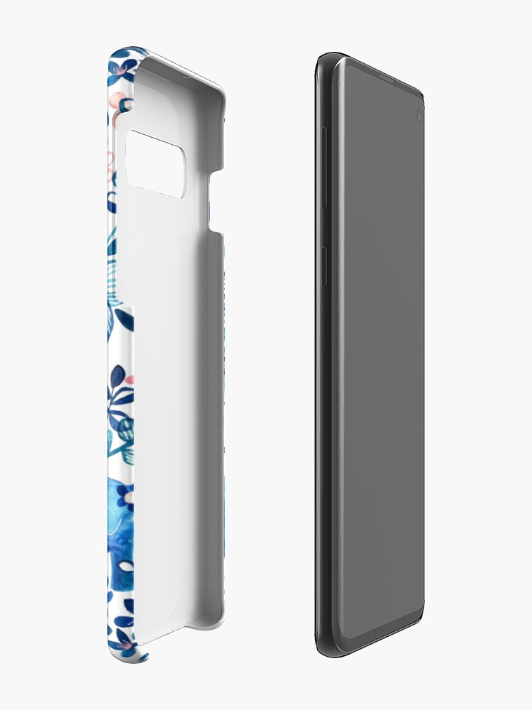 Alternate view of Blush Pink, White and Blue Elephant and Floral Watercolor Pattern Case & Skin for Samsung Galaxy
