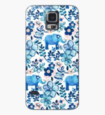Funda/vinilo para Samsung Galaxy Blush rosa, blanco y azul elefante y patrón floral de la acuarela