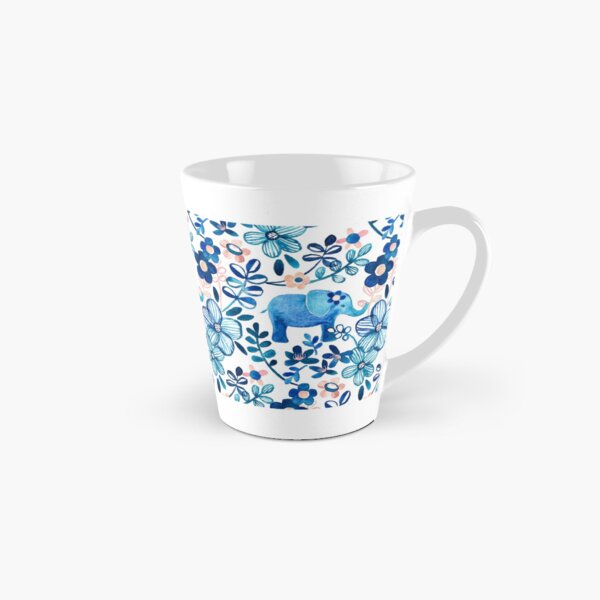 Item preview, Blush Pink, White and Blue Elephant and Floral Watercolor Pattern designed and sold by micklyn.