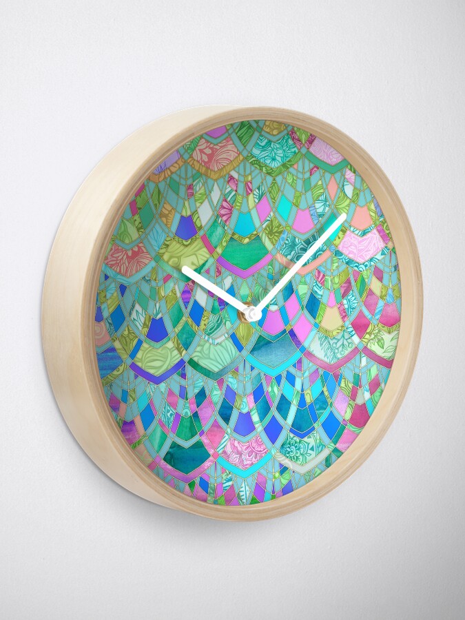 Alternate view of Art Deco Watercolor Patchwork Pattern 1 Clock