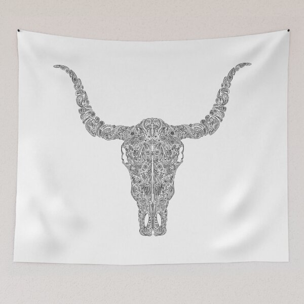 Item preview, Paisley Bull Skull Black designed and sold by ChePanArt.