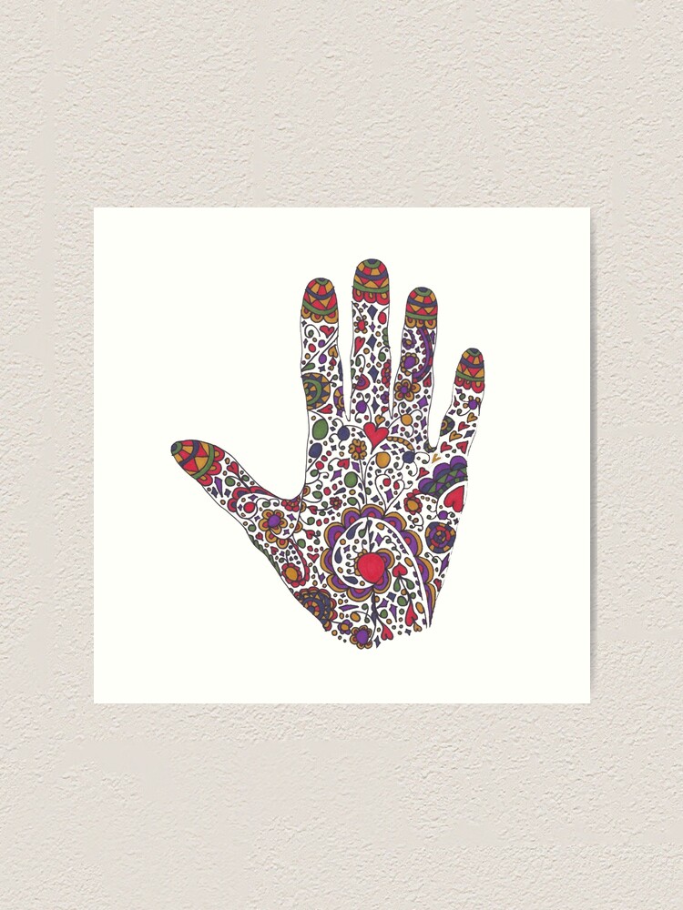 Tattoo Tribal Henna Hand Art Print By Motheruniverse Redbubble