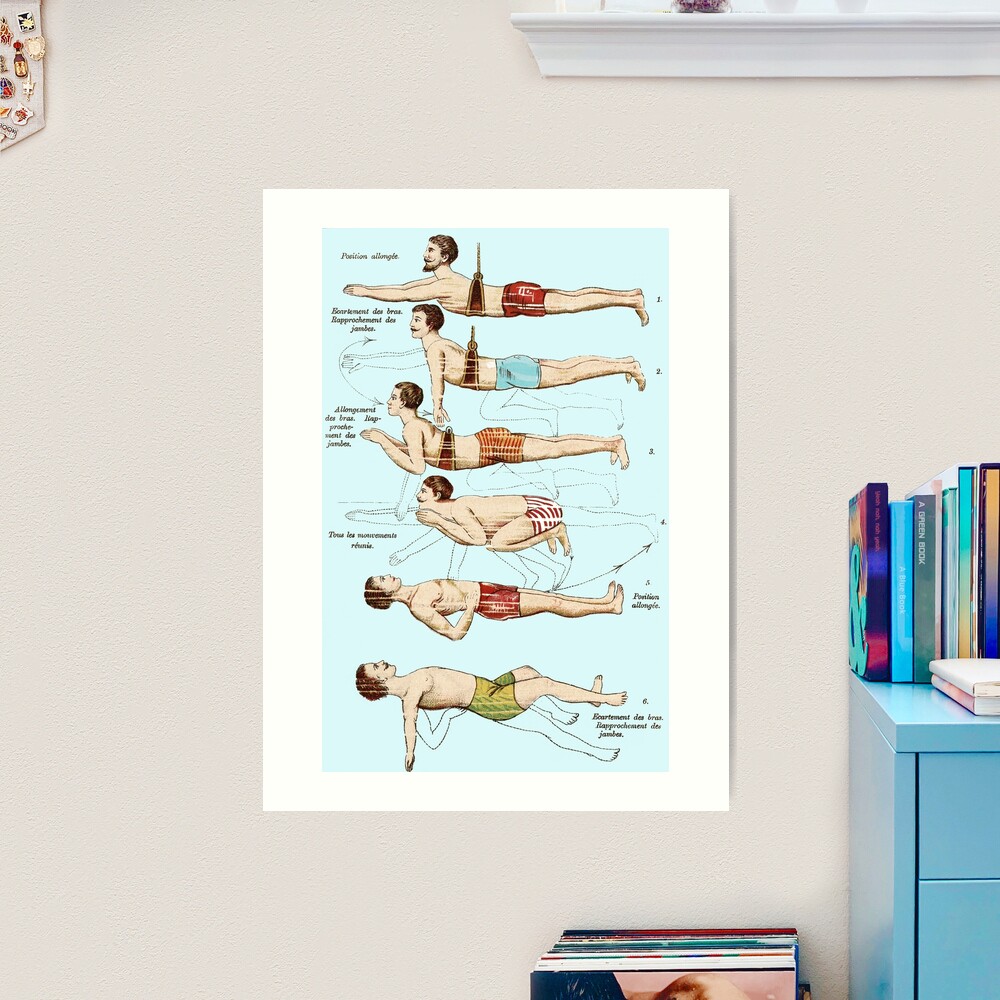 Learning to Swim Vintage French Swimmers Poster for Sale by AntiqueImages