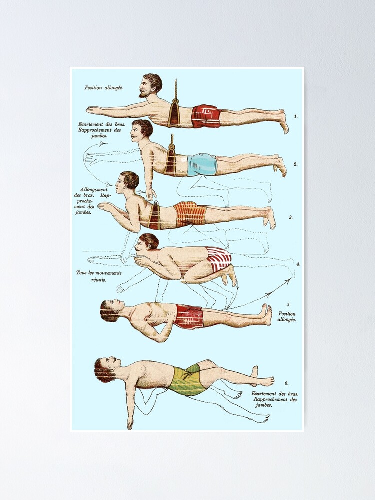Learning to Swim Vintage French Swimmers Poster for Sale by AntiqueImages