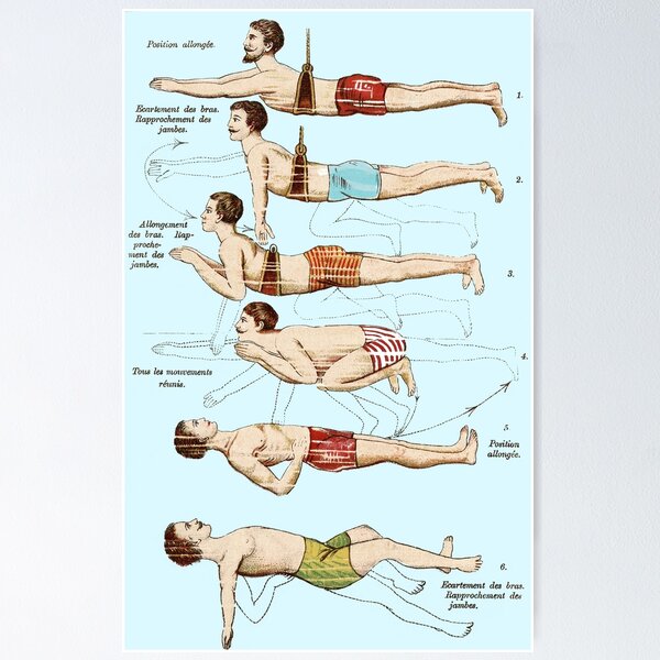 Item preview, Learning to Swim Vintage French Swimmers designed and sold by AntiqueImages.