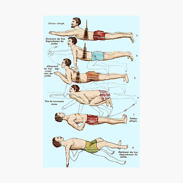 Item preview, Learning to Swim Vintage French Swimmers designed and sold by AntiqueImages.