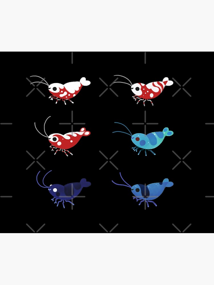 Red and blue shrimp by pikaole