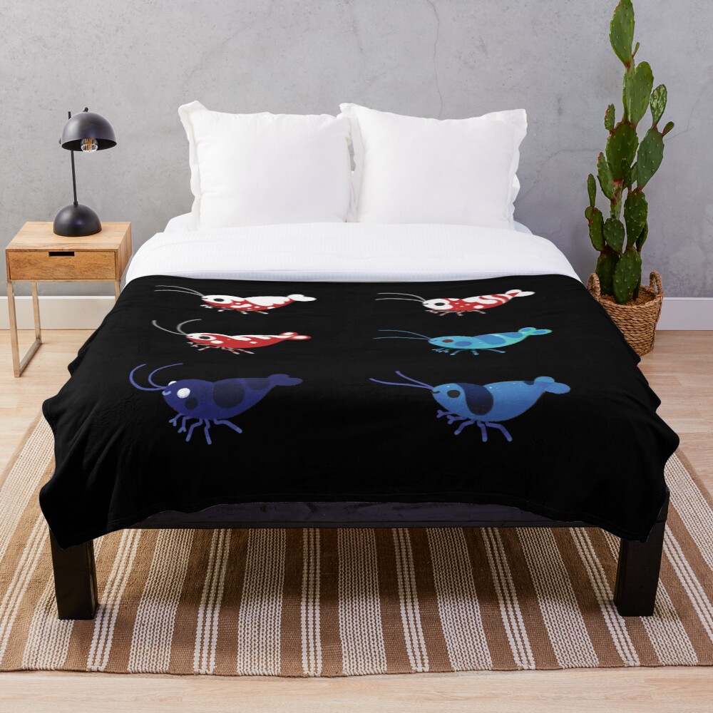 Red and blue shrimp Throw Blanket