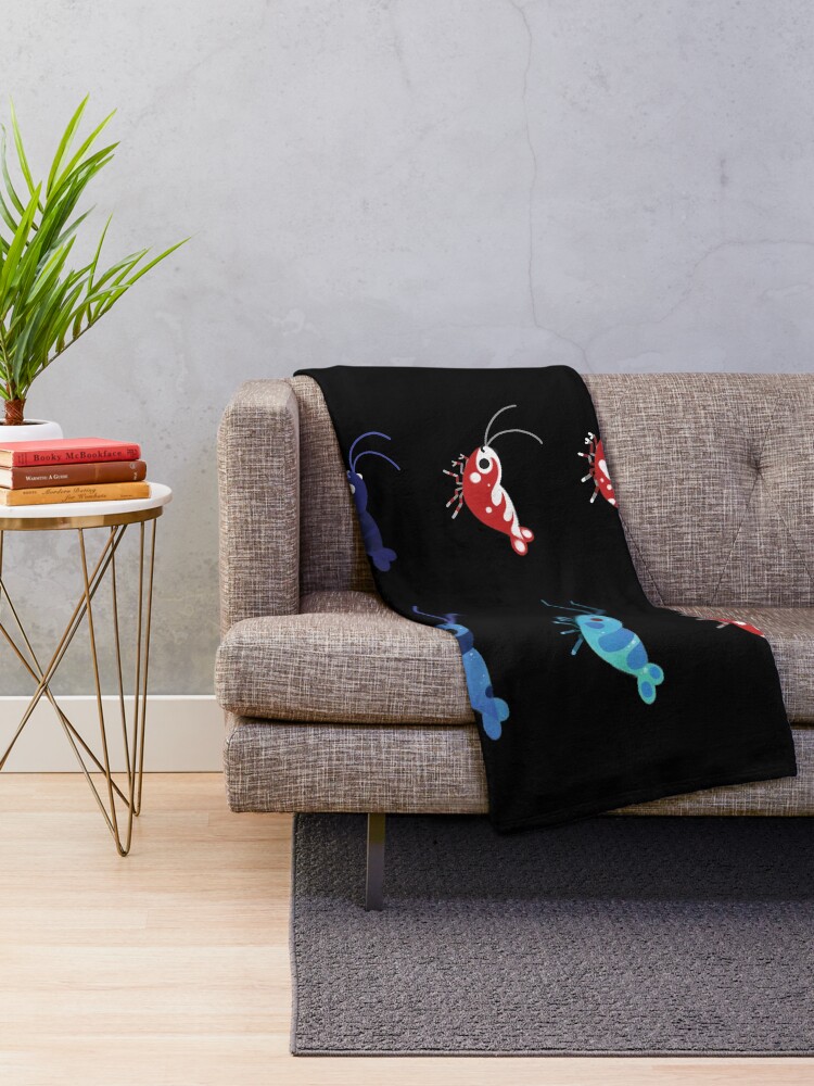 Alternate view of Red and blue shrimp Throw Blanket