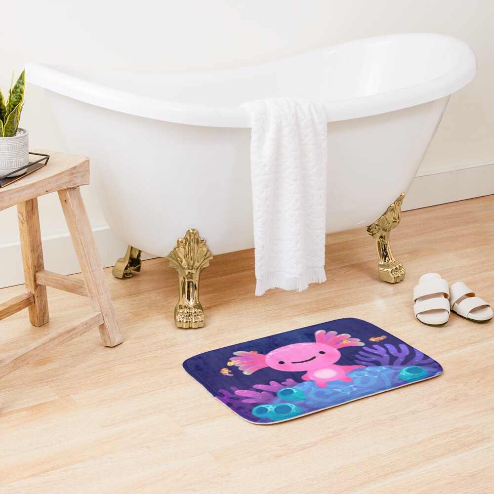 Coral axolotl Bath Mat