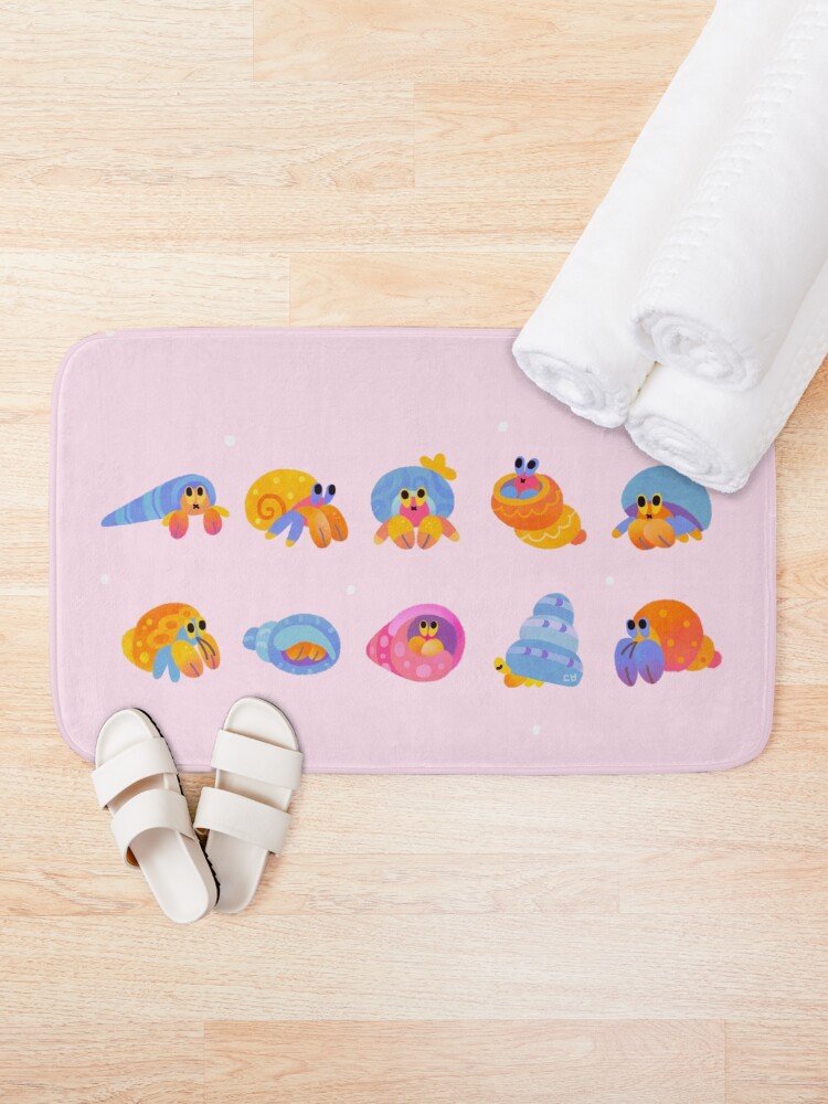 Alternate view of Hermit crab - pink / knife jellyfish Bath Mat