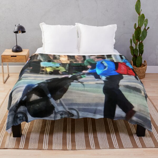 Item preview, Manhattan NY - Daddy Pushing Stroller Greenwich Village designed and sold by Susan Savad.