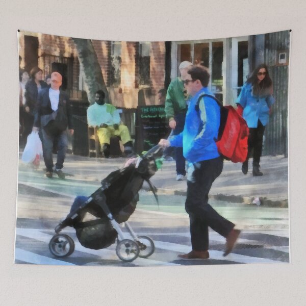 Item preview, Manhattan NY - Daddy Pushing Stroller Greenwich Village designed and sold by Susan Savad.