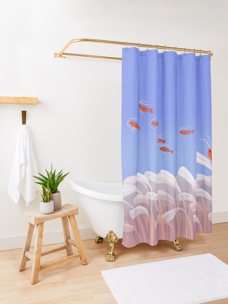 Discover Flying cherry shrimp  | Shower Curtain