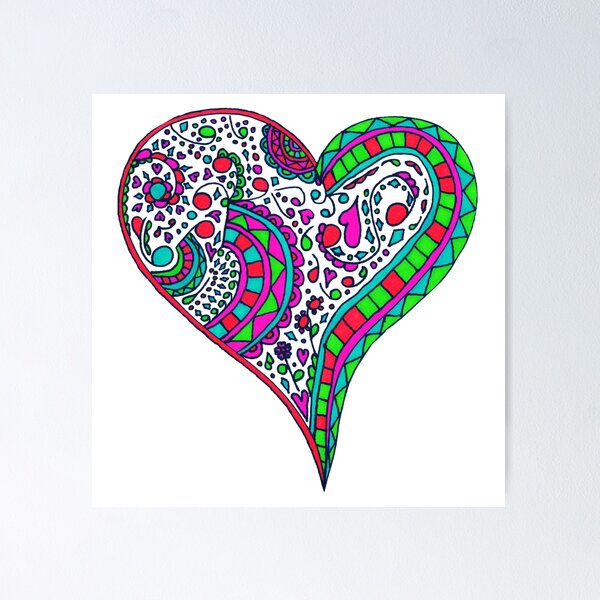 Item preview, Henna Heart Vibrant Color Heart Mandala designed and sold by Rachel Corona.