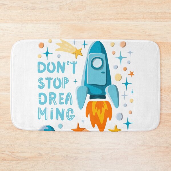 Item preview, Don't stop dreaming. Lettering and cartoon rocket motivational illustration designed and sold by HelgaScand.