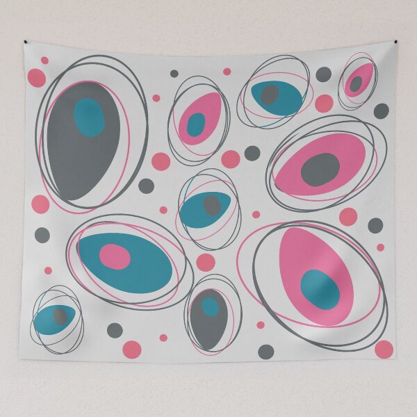 Item preview, Mid Century Modern Abstract Design Teal Gray pink Retro, MCM designed and sold by funnytshirtemp.