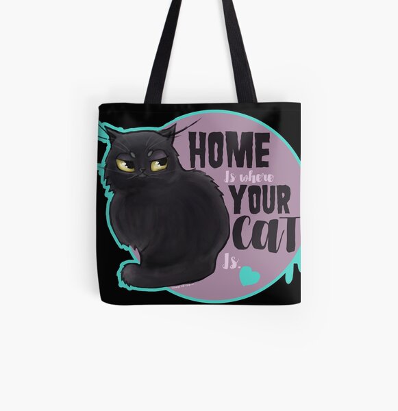 Home is where your cat is Bolsa estampada de tela