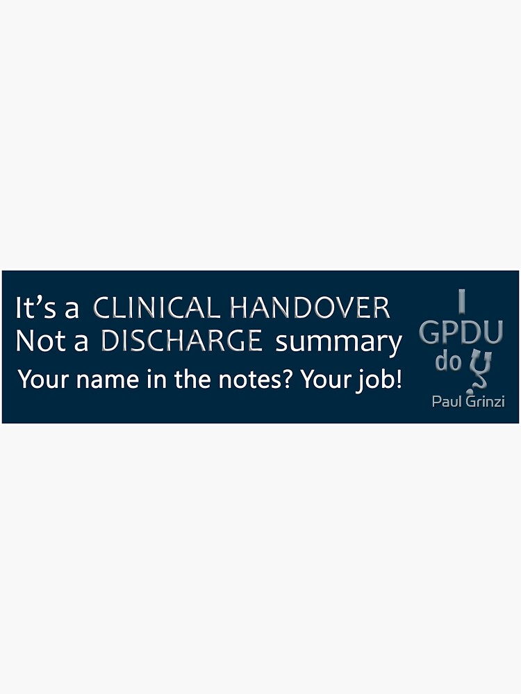 "GPDU clinical handover stickers" Sticker for Sale by flyingdoc | Redbubble