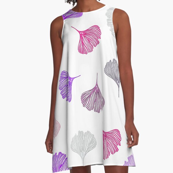 coral ginkgo A-Line Dress