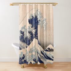 Klassische japanische große Welle weg von Kanagawa durch Hokusai-Wand-Tapisserie-traditionelle Version HD-hohe Qualität Duschvorhang