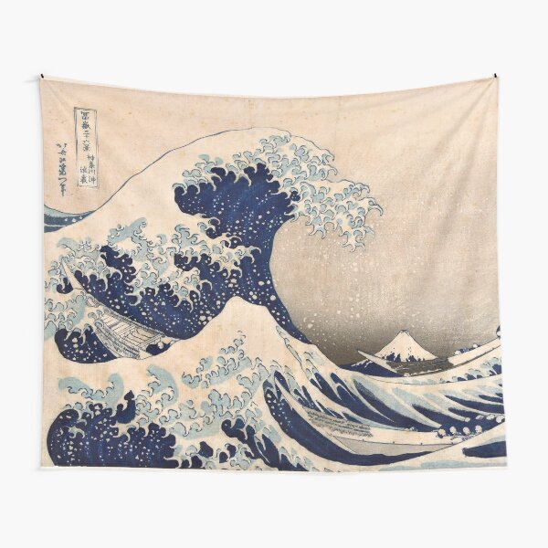Classic Japanese Great Wave off Kanagawa by Hokusai Wall Tapestry Traditional Version HD High Quality Tapestry