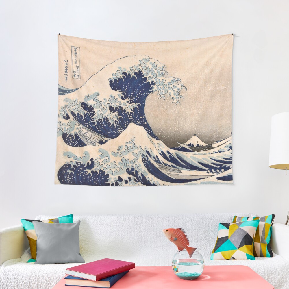 Classic Japanese Great Wave off Kanagawa by Hokusai Wall Tapestry Traditional Version HD High Quality Tapestry