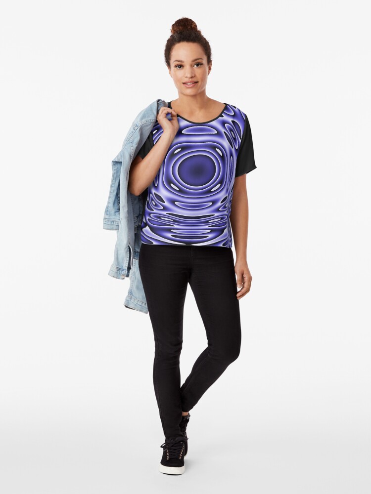Alternate view of Psychodelia Purple Black and White Groovy Art - Trippy Gift Chiffon Top