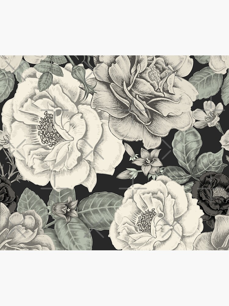 CREAM FLOWERS ON BLACK by magicdreams