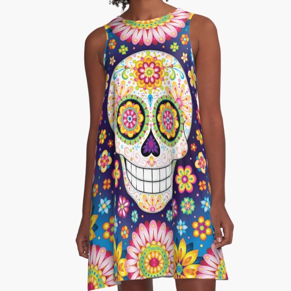 Item preview, Sugar Skull with Flowers - Colorful Art by Thaneeya McArdle designed and sold by Thaneeya McArdle.