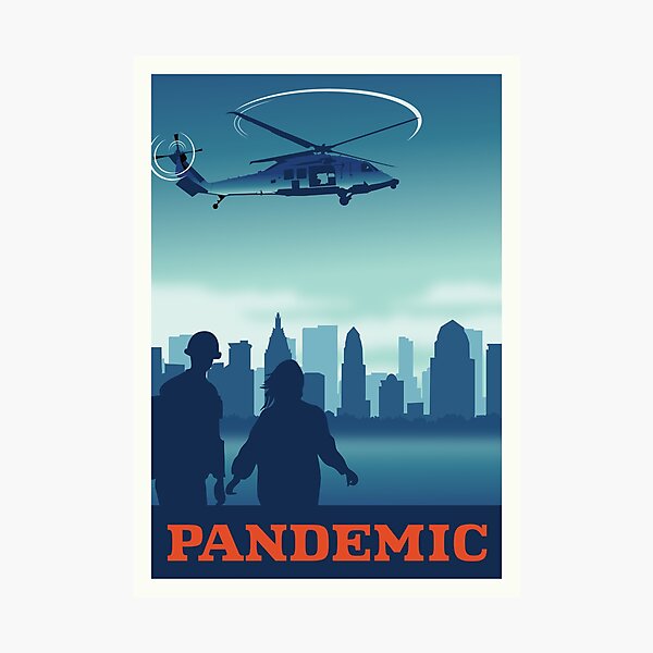 Pandemic Board Game- Minimalist Travel Poster Style - Gaming Art Photographic Print