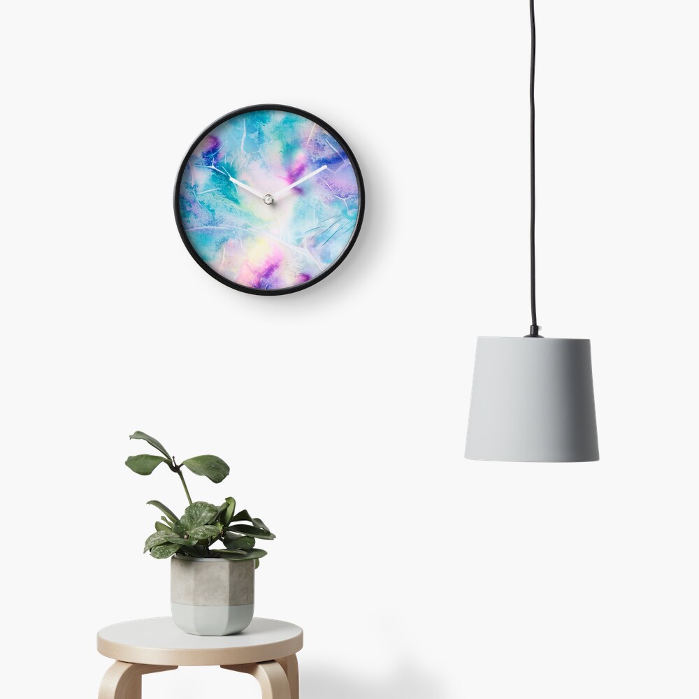Inky pastel colorful handpainted texture Clock